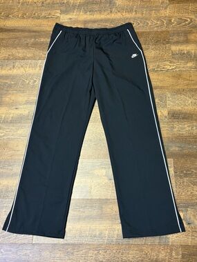 Vintage Y2K Nike Track Pants Womens Large 12-14 Black White Stripe Straight Leg